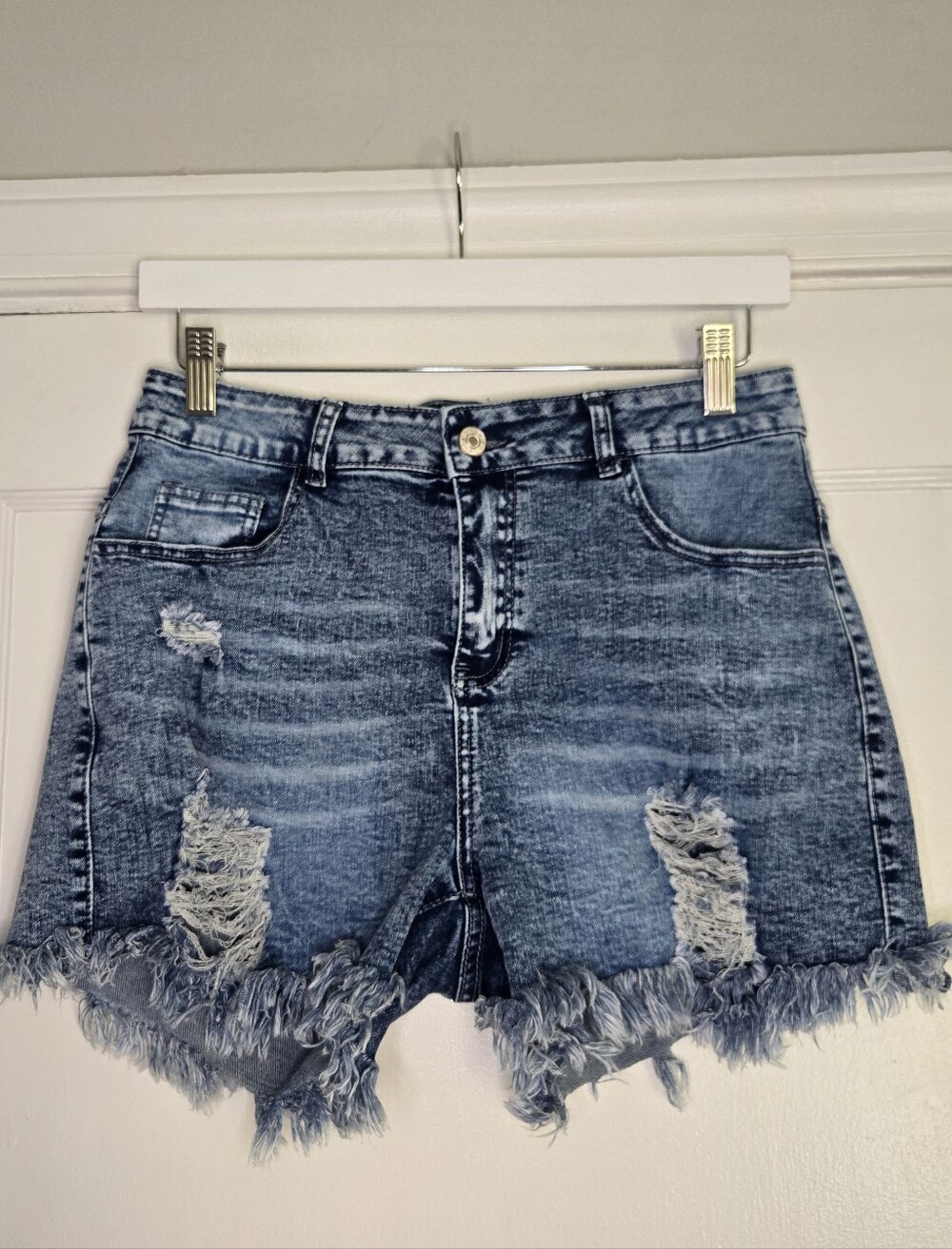 Distressed Blue Jean Shorts Women's Large